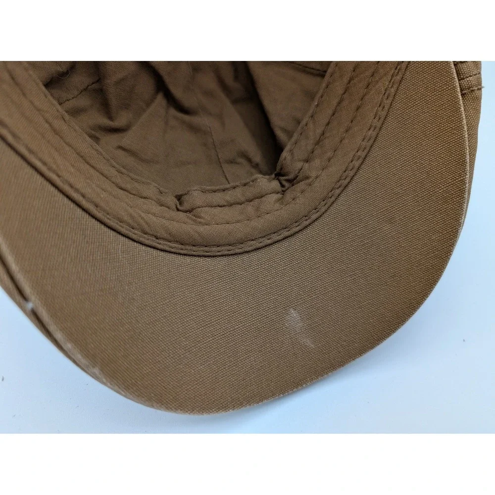 Levis Mens Brown Canvas Flat Cap Ivy Newsboy Hat Leather Logo Patch